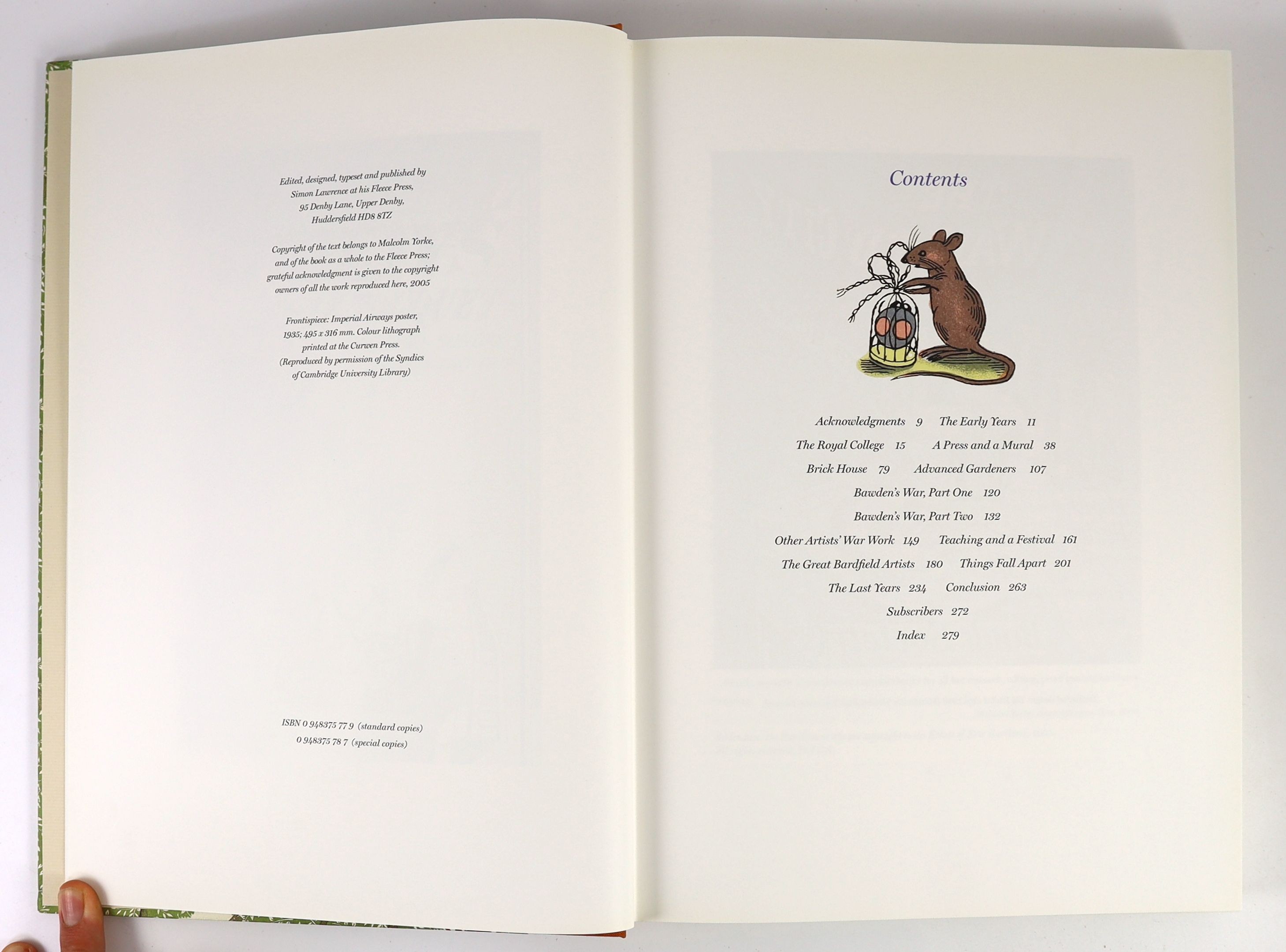 Yorke, Malcolm - The Inward Laugh: Edward Bawden and His Circle, one of 750, large 4to, original quarter brown cloth, The Fleece Press, Upper Denby, 2005